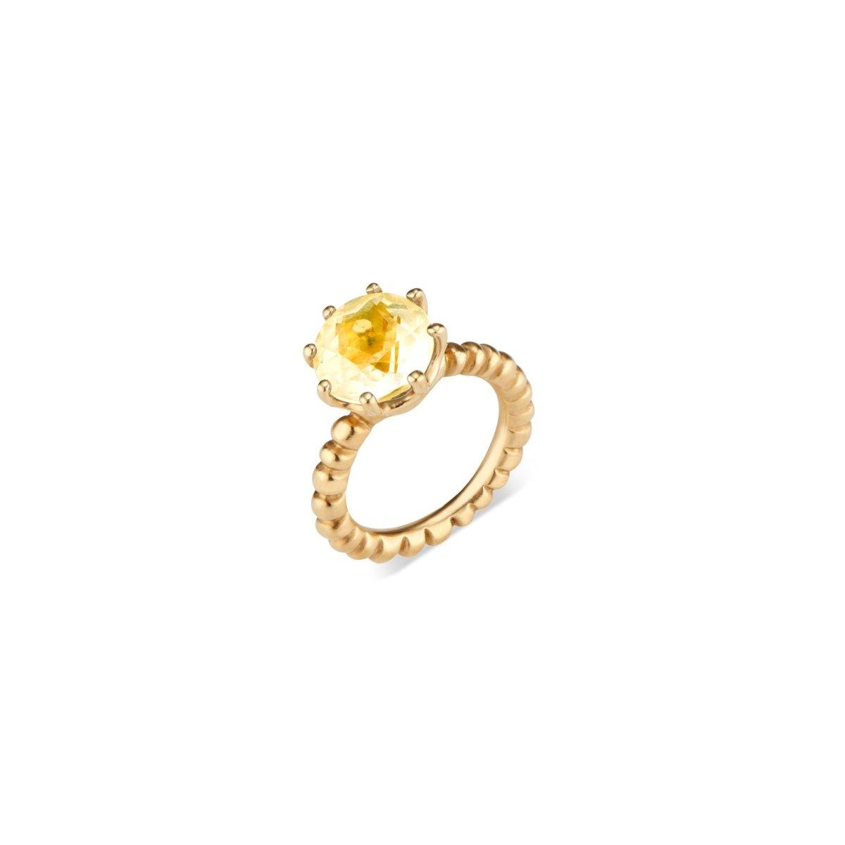 Gold Crown Ring with Yellow Beryl - Nataly Aponte