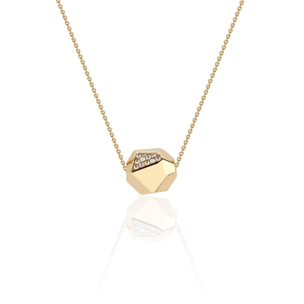 Gold Rock Pendant with Diamonds - Nataly Aponte