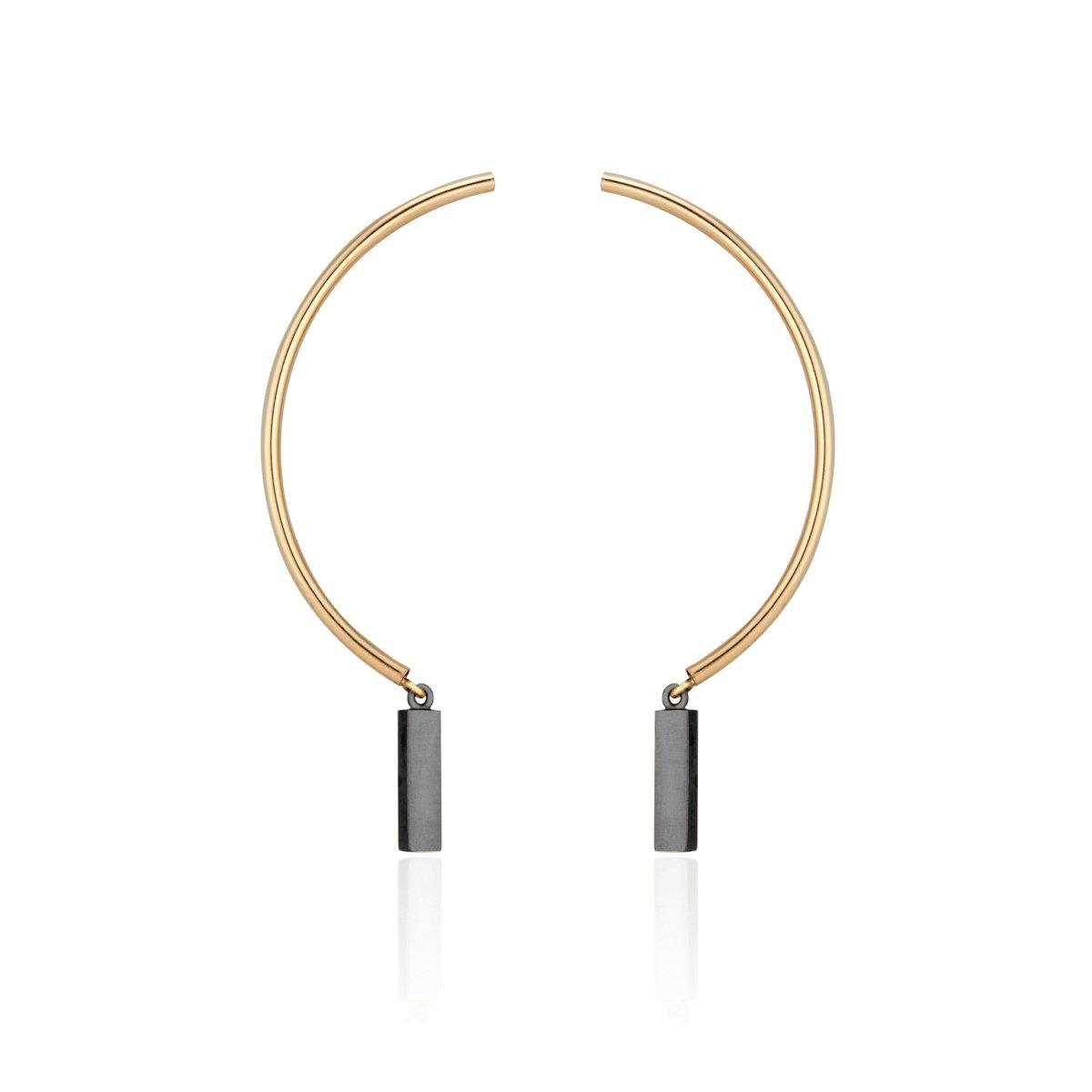 Oxidized Half Moon Hoop Earrings - Nataly Aponte
