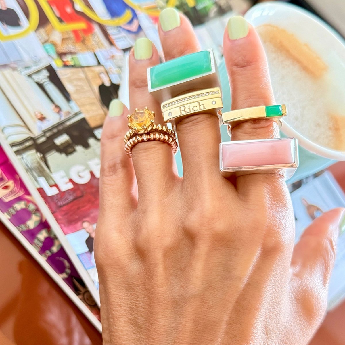 Pastille Ring in Sterling Silver with Chrysoprase - Nataly Aponte