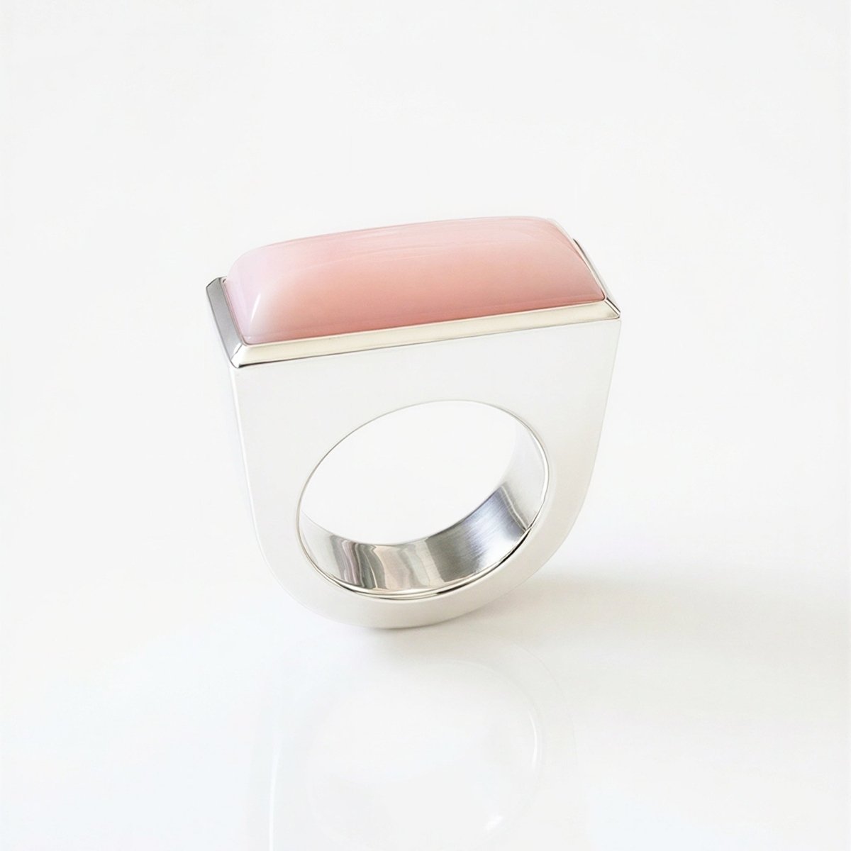 Pastille Ring in Sterling Silver with Pink Opal - Nataly Aponte