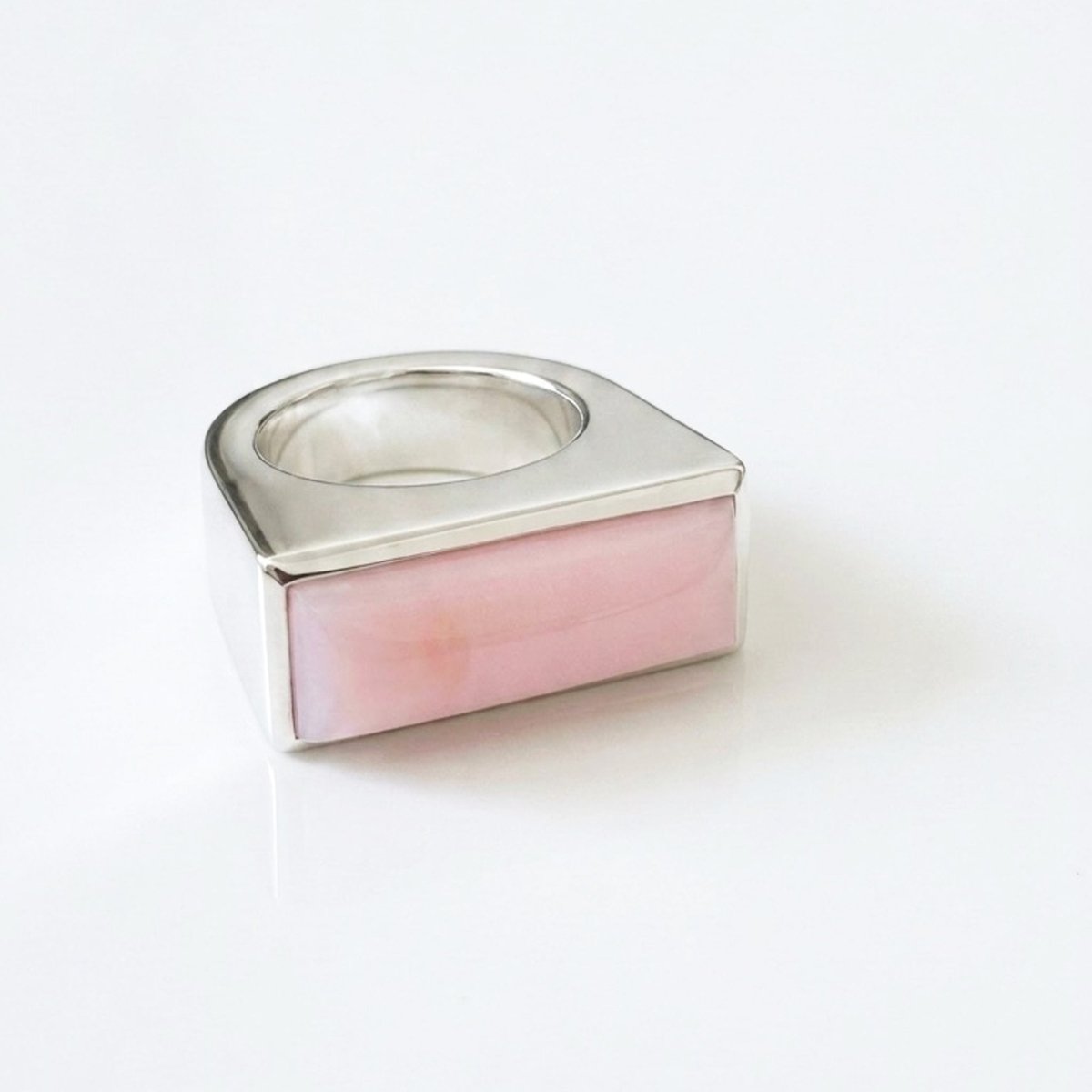 Pastille Ring in Sterling Silver with Pink Opal - Nataly Aponte