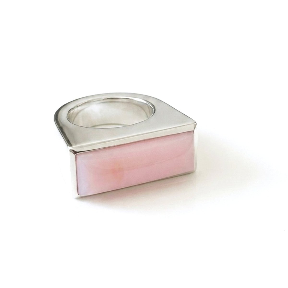 Pastille Ring in Sterling Silver with Pink Opal - Nataly Aponte