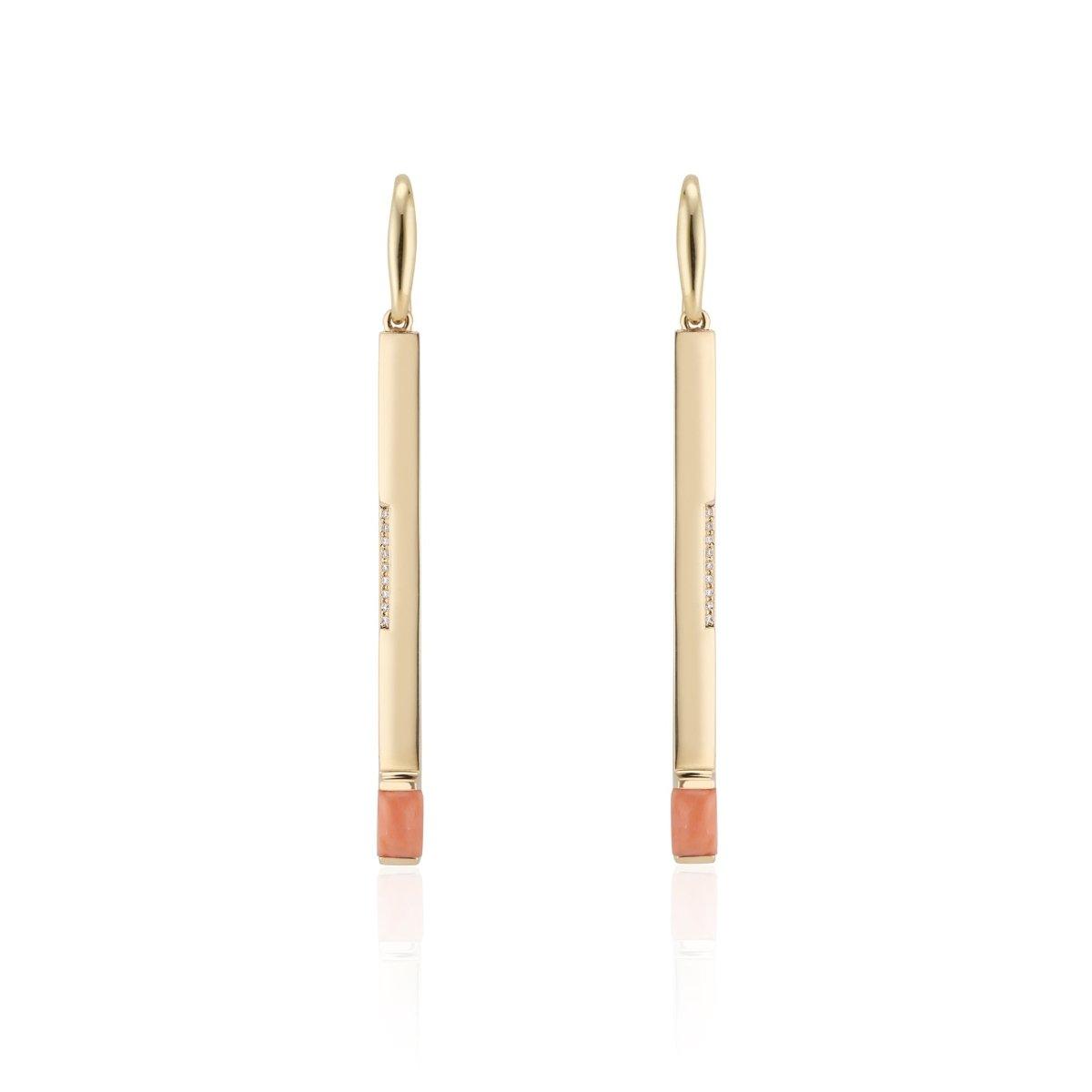 Diamond & Coral Dream Matchstick Earrings - Nataly Aponte