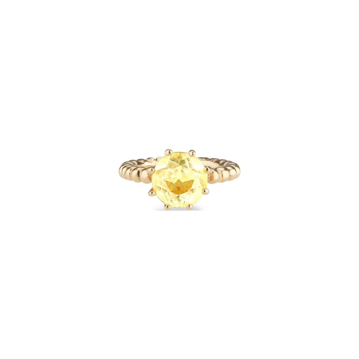 Gold Crown Ring with Yellow Beryl - Nataly Aponte