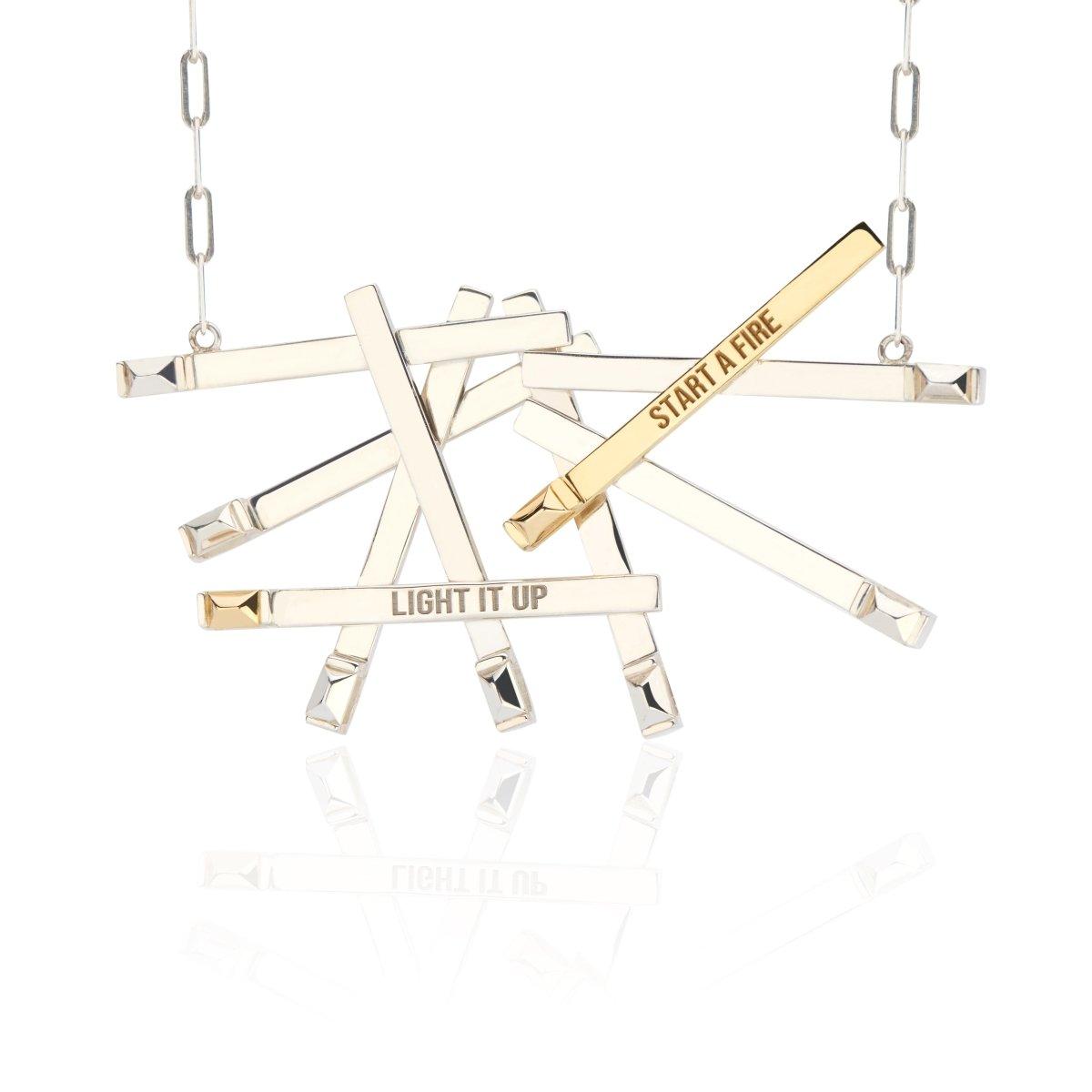 Nine Silver & Gold Matchstick Necklace - Nataly Aponte