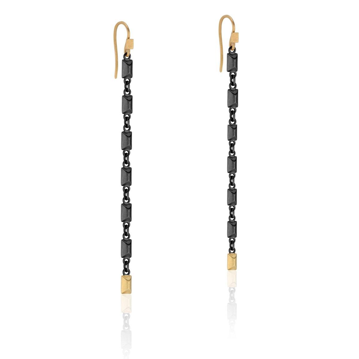 Oxidized Sparks Fly Earrings with Gold - Nataly Aponte
