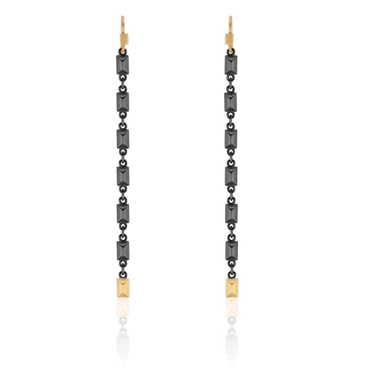 Oxidized Sparks Fly Earrings with Gold - Nataly Aponte