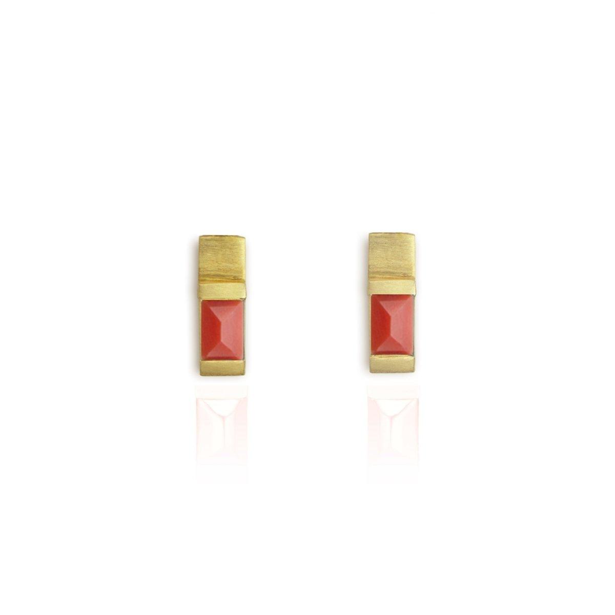 Red Coral Spark Studs - Nataly Aponte