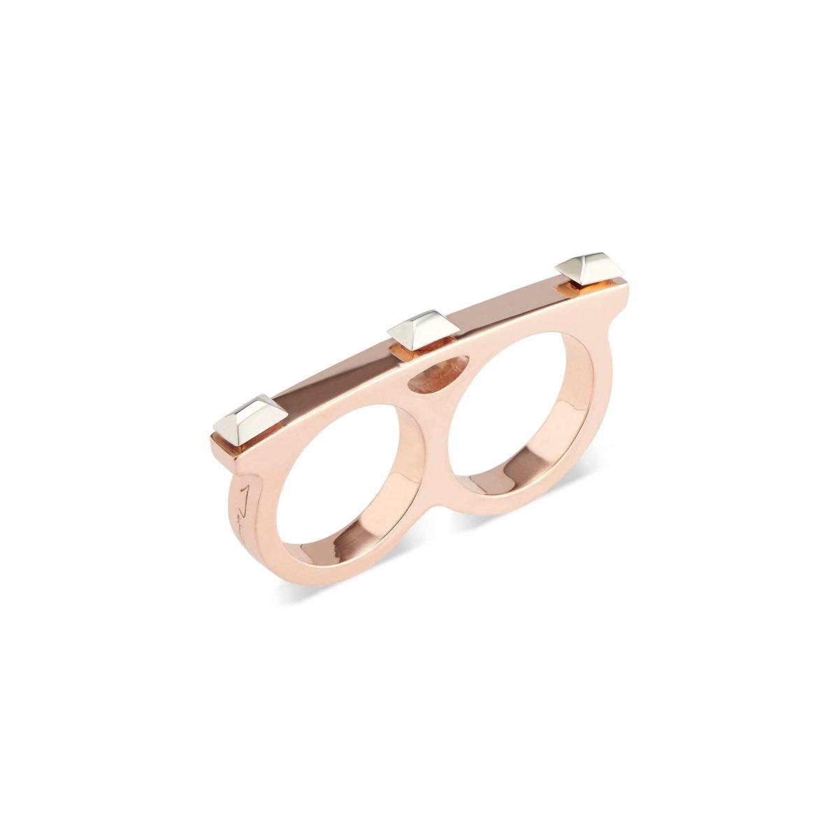 Rose Gold Sparks Fly Double Finger Matchstick Ring - Nataly Aponte